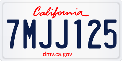 CA license plate 7MJJ125