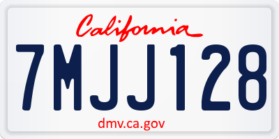 CA license plate 7MJJ128