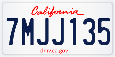 CA license plate 7MJJ135
