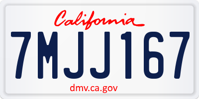 CA license plate 7MJJ167