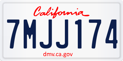CA license plate 7MJJ174