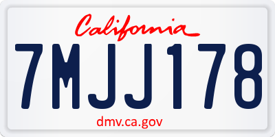 CA license plate 7MJJ178