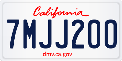 CA license plate 7MJJ200