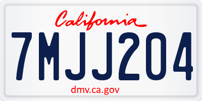 CA license plate 7MJJ204