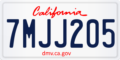 CA license plate 7MJJ205