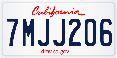CA license plate 7MJJ206