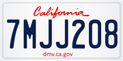 CA license plate 7MJJ208