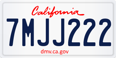 CA license plate 7MJJ222