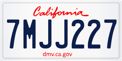 CA license plate 7MJJ227