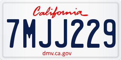 CA license plate 7MJJ229