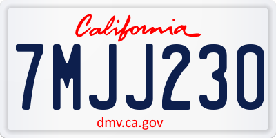 CA license plate 7MJJ230