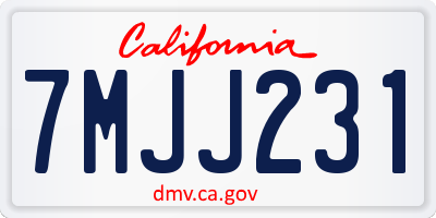 CA license plate 7MJJ231