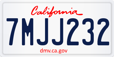 CA license plate 7MJJ232