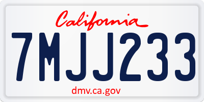 CA license plate 7MJJ233