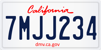 CA license plate 7MJJ234