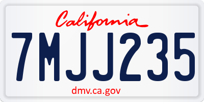 CA license plate 7MJJ235