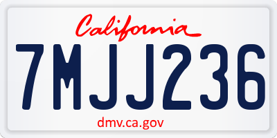 CA license plate 7MJJ236