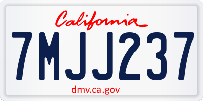 CA license plate 7MJJ237