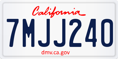 CA license plate 7MJJ240