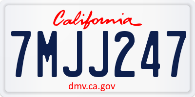 CA license plate 7MJJ247