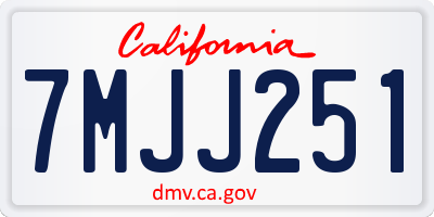 CA license plate 7MJJ251