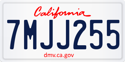 CA license plate 7MJJ255