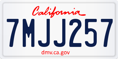 CA license plate 7MJJ257