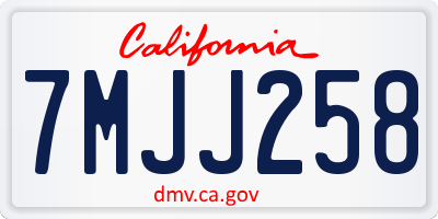 CA license plate 7MJJ258