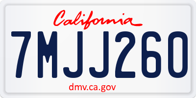 CA license plate 7MJJ260
