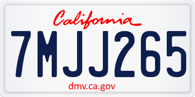 CA license plate 7MJJ265