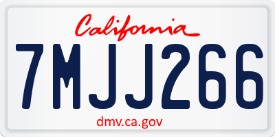CA license plate 7MJJ266