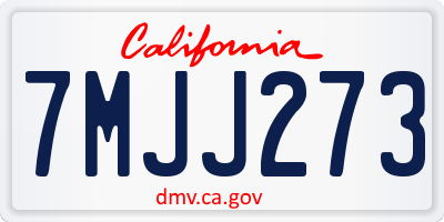 CA license plate 7MJJ273