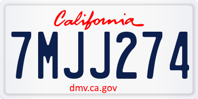 CA license plate 7MJJ274