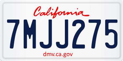 CA license plate 7MJJ275