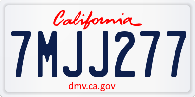CA license plate 7MJJ277