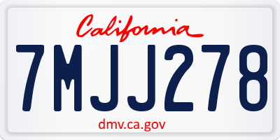 CA license plate 7MJJ278
