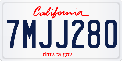 CA license plate 7MJJ280