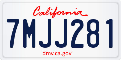 CA license plate 7MJJ281