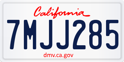 CA license plate 7MJJ285