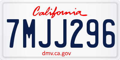 CA license plate 7MJJ296