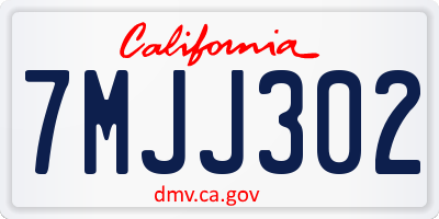 CA license plate 7MJJ302