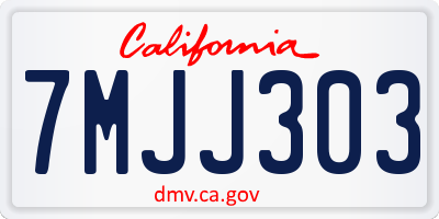 CA license plate 7MJJ303