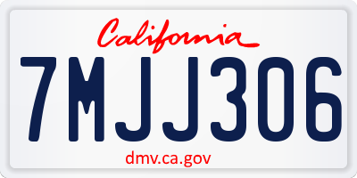 CA license plate 7MJJ306