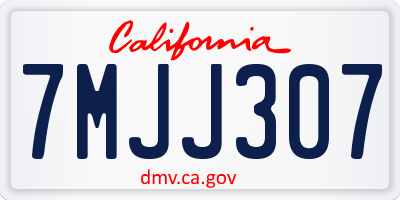 CA license plate 7MJJ307