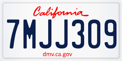 CA license plate 7MJJ309
