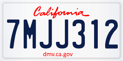 CA license plate 7MJJ312