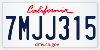 CA license plate 7MJJ315