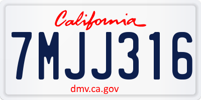 CA license plate 7MJJ316
