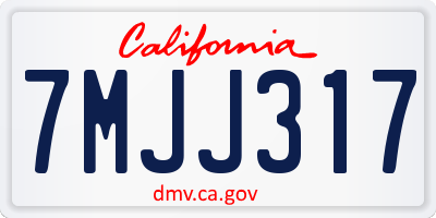 CA license plate 7MJJ317