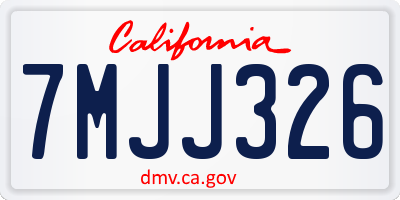 CA license plate 7MJJ326